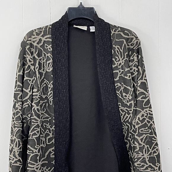 Chico's Womens Cardigan Wrap Medium Animal Print Mixed Media Duster Open Front - Picture 2 of 10